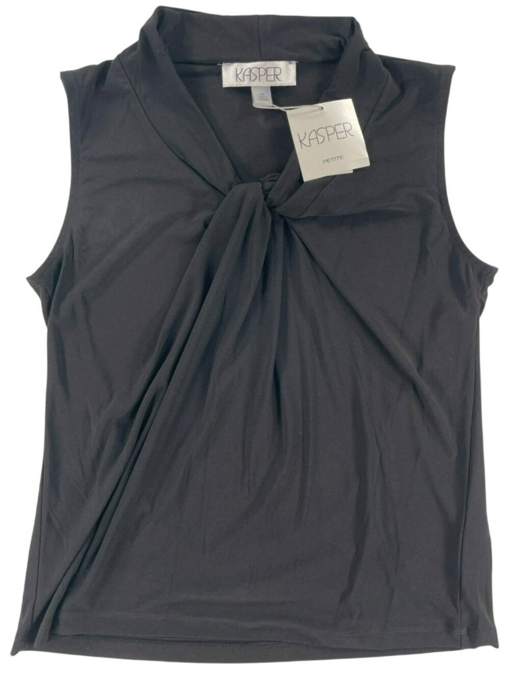 Kasper Petite Top Sleeveless Black Knot Front Comfy Size Women's Size Small NEW